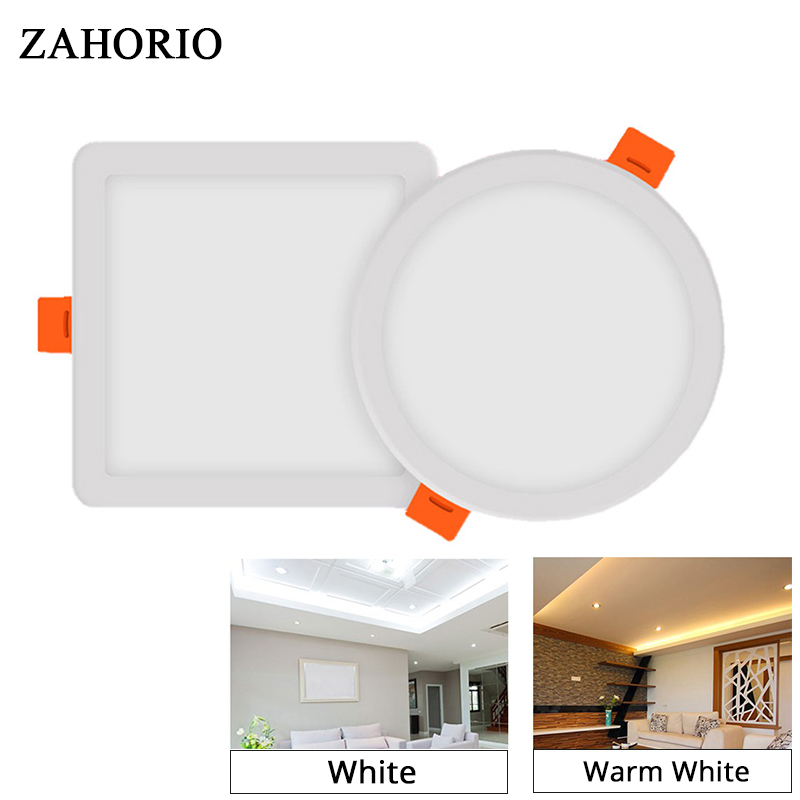 Ac 85-265v ultradunne ronde vierkante led-paneellampen 6w 8w 15w 20w aluminium plafond inbouwspots open gat verstelbare lamp