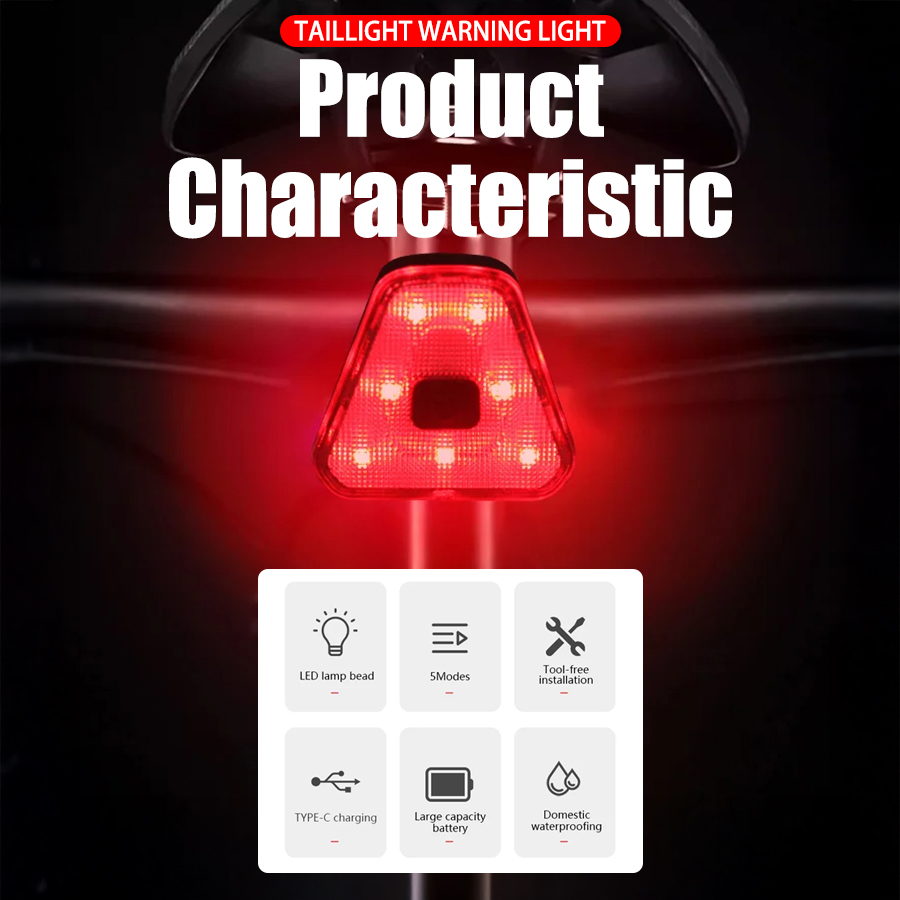 Bicycle Rear Light Rechargeable High Visibility Red Light Tail Light Horizontal Or Vertical MTB Road Bike Lamps Accessories