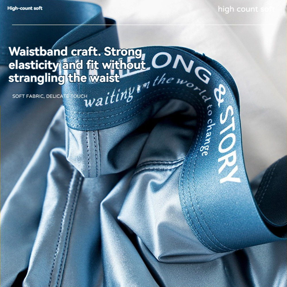 3 unids/pack de Boxers de lujo de seda de hielo tipo satén, calzoncillos de verano lisos y lisos para hombre, bragas con entrepierna de malla transpirable, ropa interior