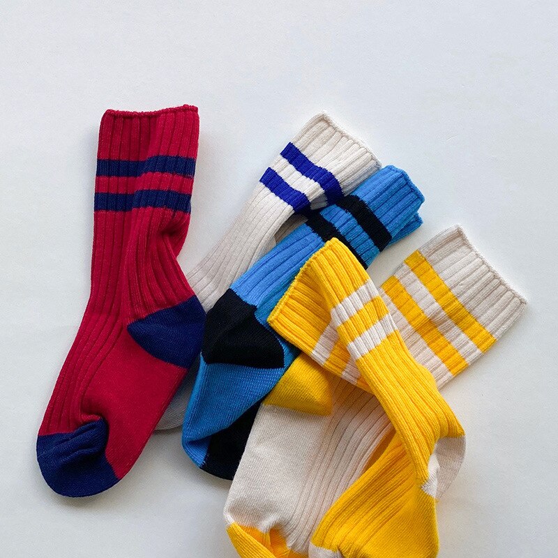 5 Paren/partij Kids Sokken Lente &amp; Herfst Katoen Gestreepte Knie Hoge Sokken Voor Jongens En Meisjes Kinderen Sokken 1-8 Jaar