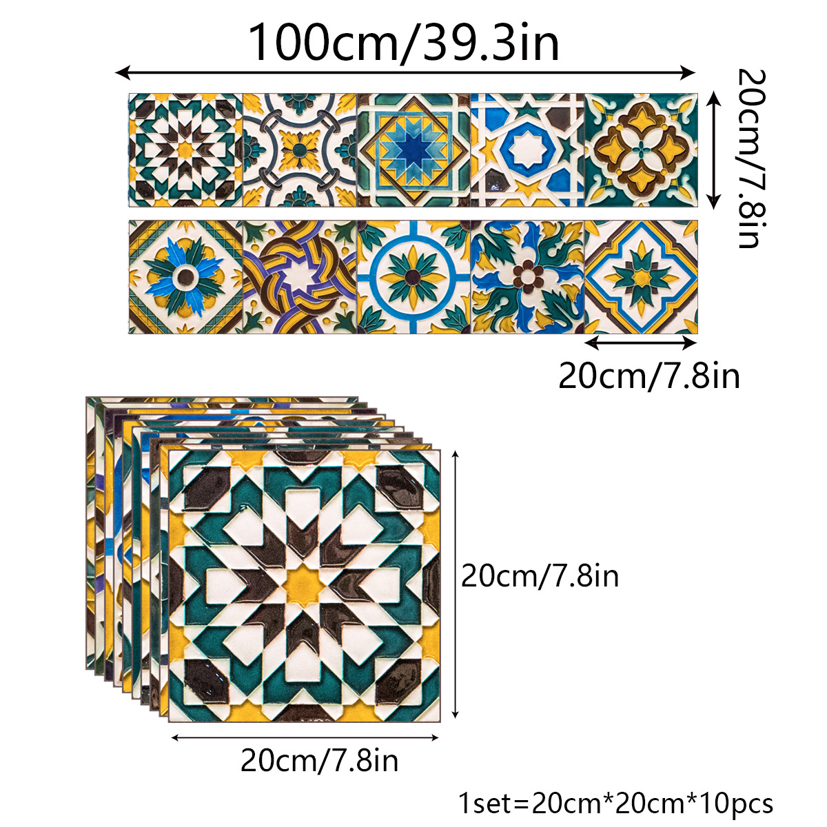 CZ128 Mediterranean style small size ceramic tile sticker kitchen bathroom bar counter window wall sticker