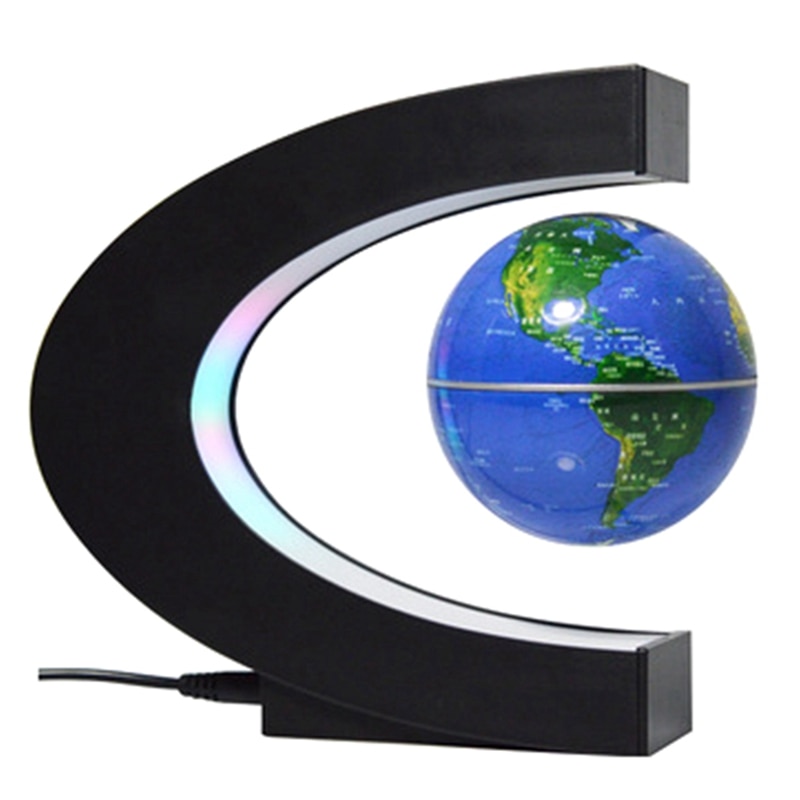 Globe with LED Lights, 360 degree C-Shaped Magnetic Levitation World Map of the Globe, Suitable for Education UK Plug: Default Title
