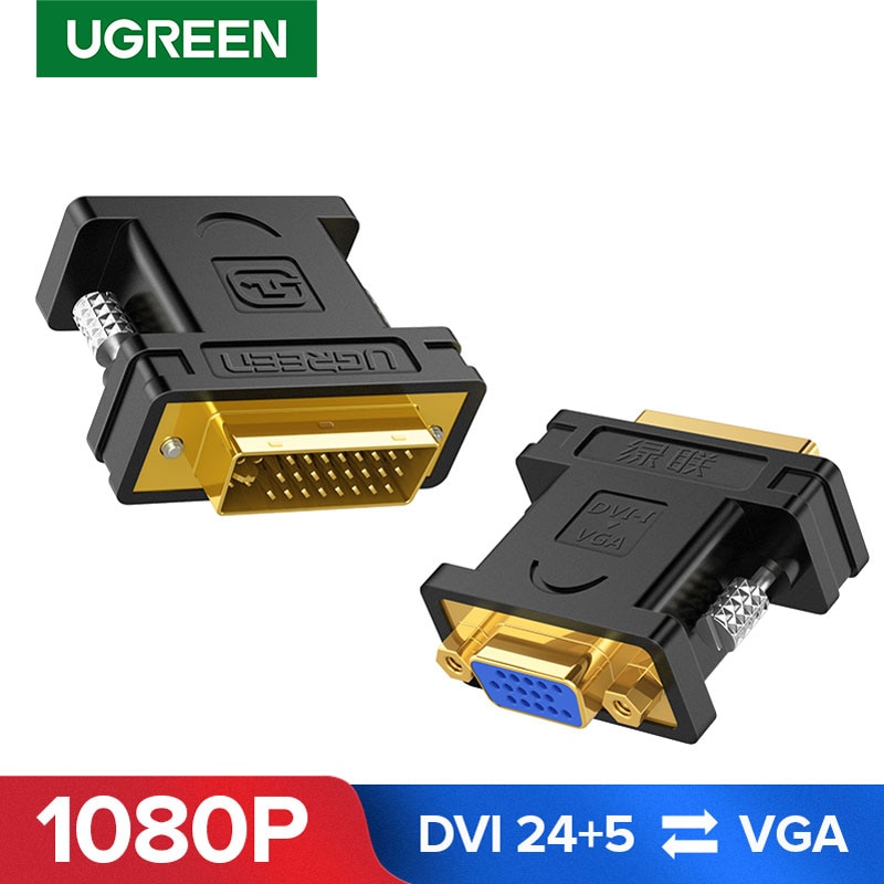 Ugreen Dvi Vga Adapter Bidirectionele DVI-I 24 + 5 Male Naar Vga Vrouwelijke Kabel Connector Converter Voor Hdtv Projector Dvi naar Vga