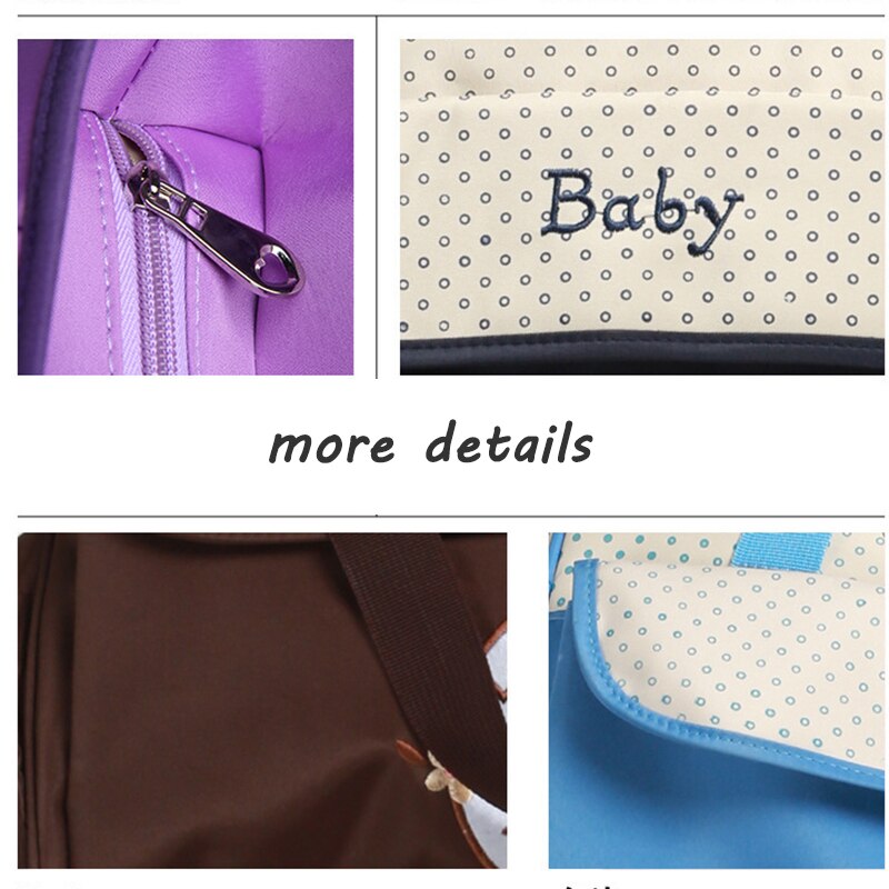 Baby Diaper Bag 5 Pcs Suits for Mom Baby Bottle Holder Mother Mummy Stroller Maternity Nappy Bags Sets Multifunction