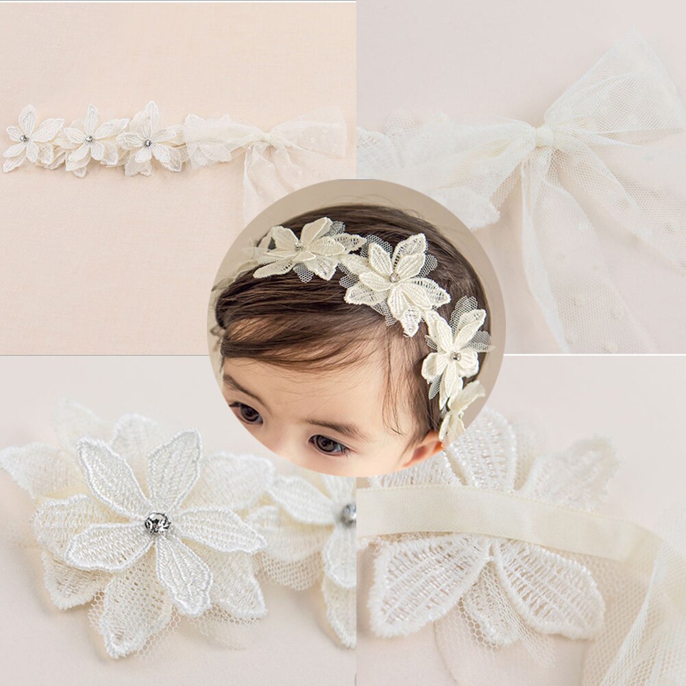 Neugeborenen Baby Mädchen Blume Haar Bänder Prinzessin Stirnband Weiß Blumen- Hochzeit Party Headwear