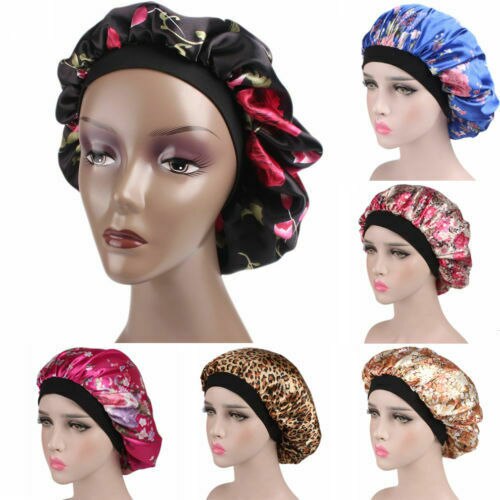 Womens Night Sleep Shower Cap Hair Cover Bath Accessories Hat Head Wide Nightcap