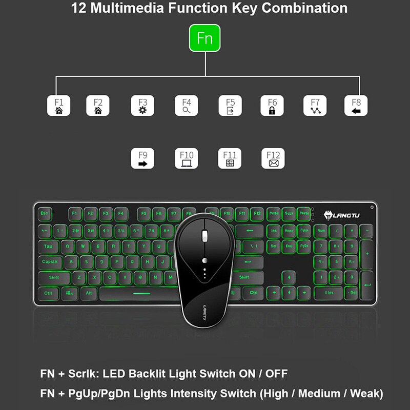 Oplaadbare Draadloze Toetsenbord En Muis Laptop Pc Computer Mechanische Toetsenbord Met Achtergrondverlichting 2.4G Gaming Muis Toetsenbord