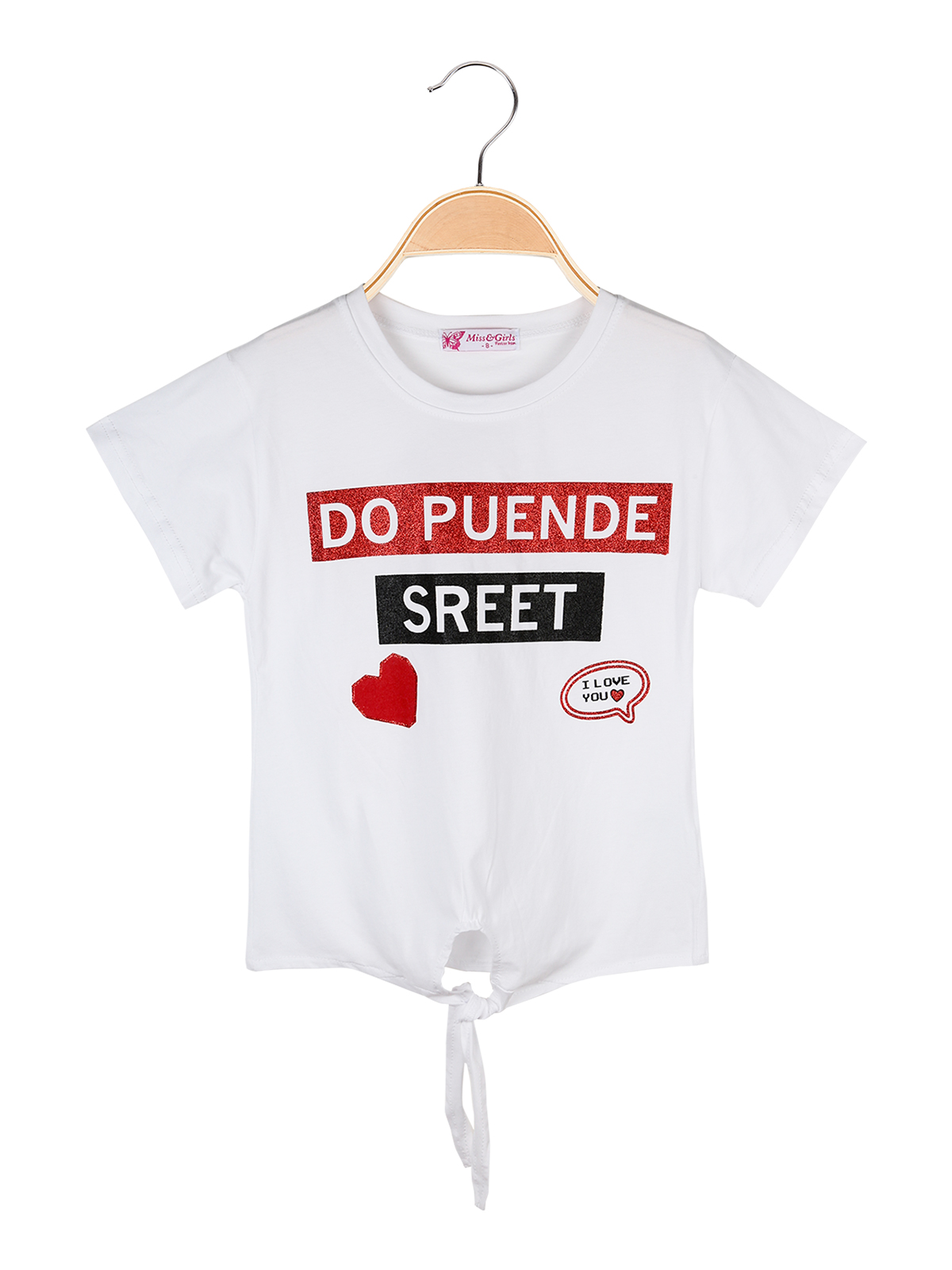 T-shirts mit knoten auf der unterseite und druck