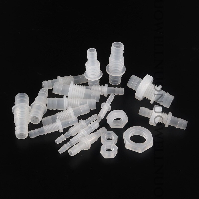10Pcs 8~12mm M14~M16 Thread PP Straight Connectors Aquarium Fish Tank Plastic Pagoda Joints Food Grade Air Pump Hose Nut Adapter