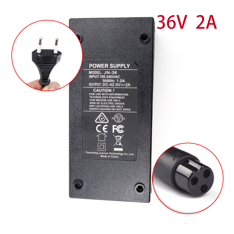 Cargador de batería de litio Universal para bicicleta eléctrica, accesorios para patinete eléctrico 24V2A 36V2A 48V2A 60V2A: Verde