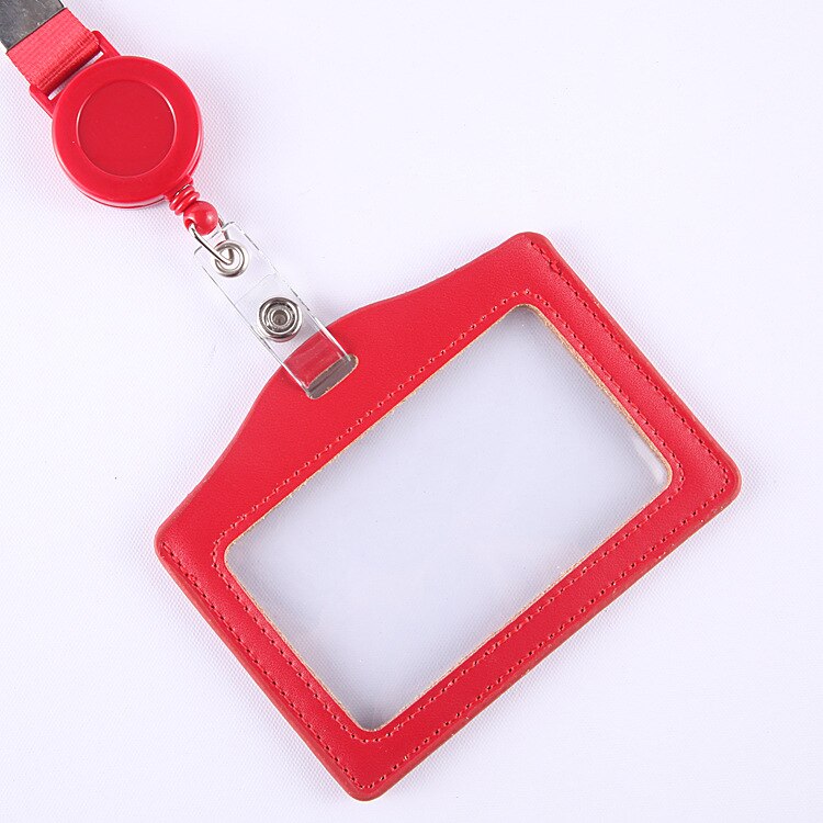Longes ID porte-Badge en cuir passe housse porte-carte de crédit bancaire porte-sangle rétractable: Rouge