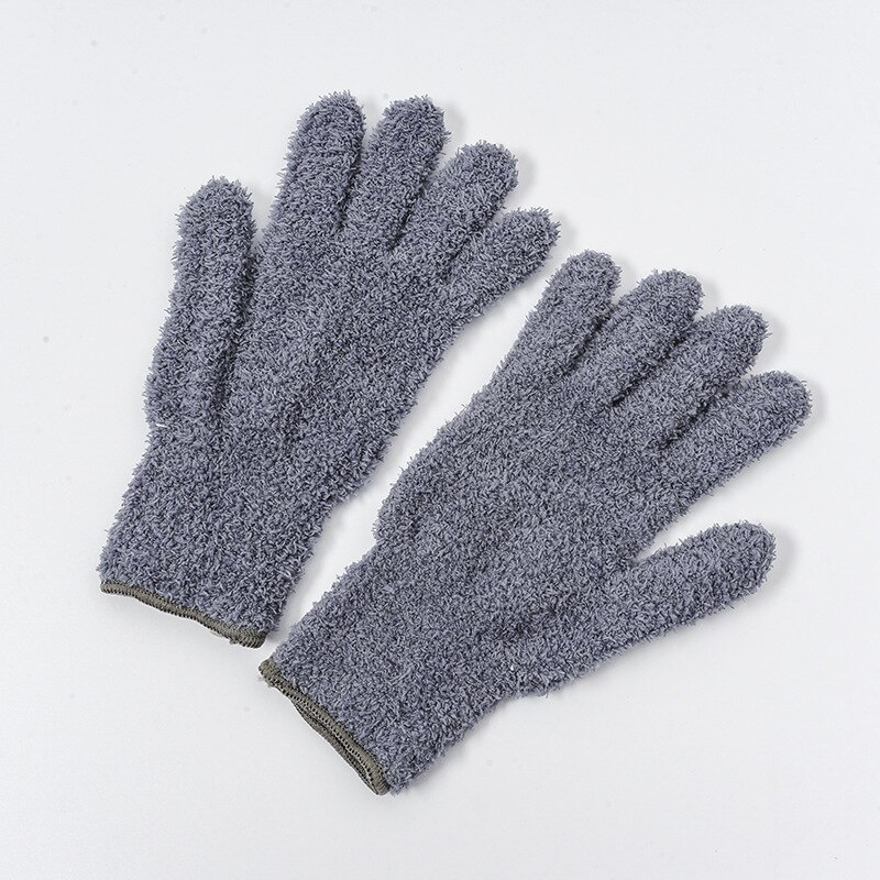 Gants anti-poussière en microfibre, 1 paire, en molleton de corail, pour le nettoyage et les travaux ménagers, absorbant: grey
