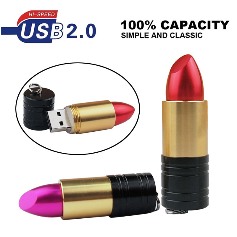 Gorąca sprzedaż Cute Cartoon Pendrive czerwona szminka Model dysk Usb 2.0 4gb 8gb 16gb 32gb 64gb pamięć USB Pendrive upominki dla ukochanej osoby