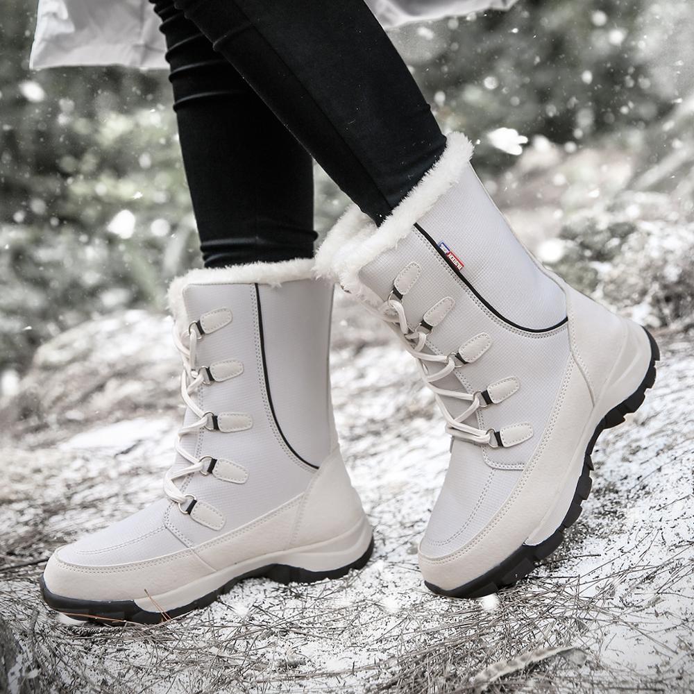 TaoBo Winter Vrouwen Laarzen met Bont Warm Pluche Mid-Kalf snowboots Waterdicht Antislip Size 35- 42 mannen Enkel Botas Mujer Warm Winte