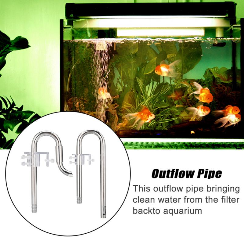 2pcs Aquatic Lily Pipe Set Waterflow Adjustable Stainless Steel Rustproof Aquarium Filter Tubing Inflow Outflow
