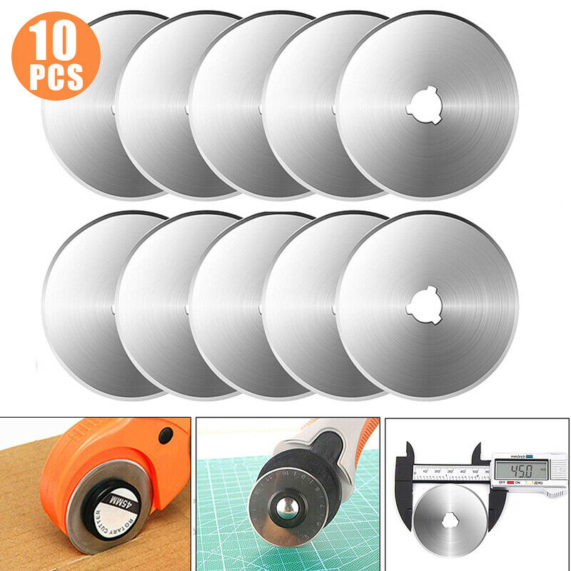 10pcs 45mm Circular Cutting Blades Rotary Cutter Knife Patchwork Fabric Leather Refill Blades Arts Crafts Sewing Quilting Tool
