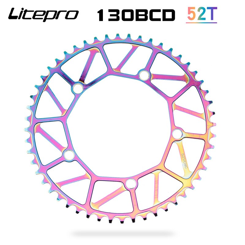 Litepro Folding Bicycle Tooth Chainring Positive Negative Tooth 46/48/50/52/56/58T Chainwheel BMX Bike Colorful Crankset 130BCD: army green