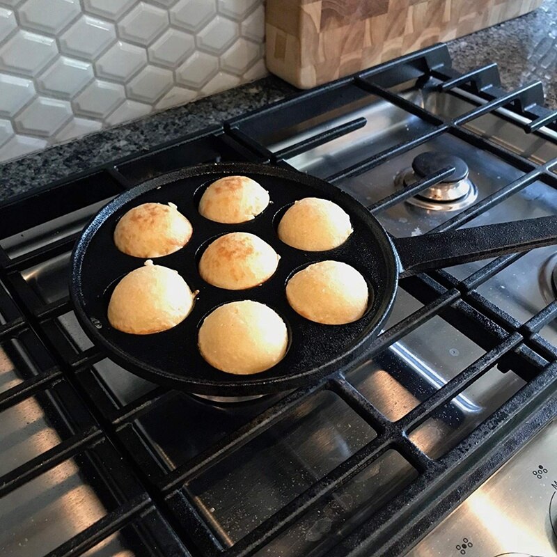 Nonstick fyllda pannkakapanna, hus gjutjärn grill för olika sfäriska mat ,2 "diameter formar