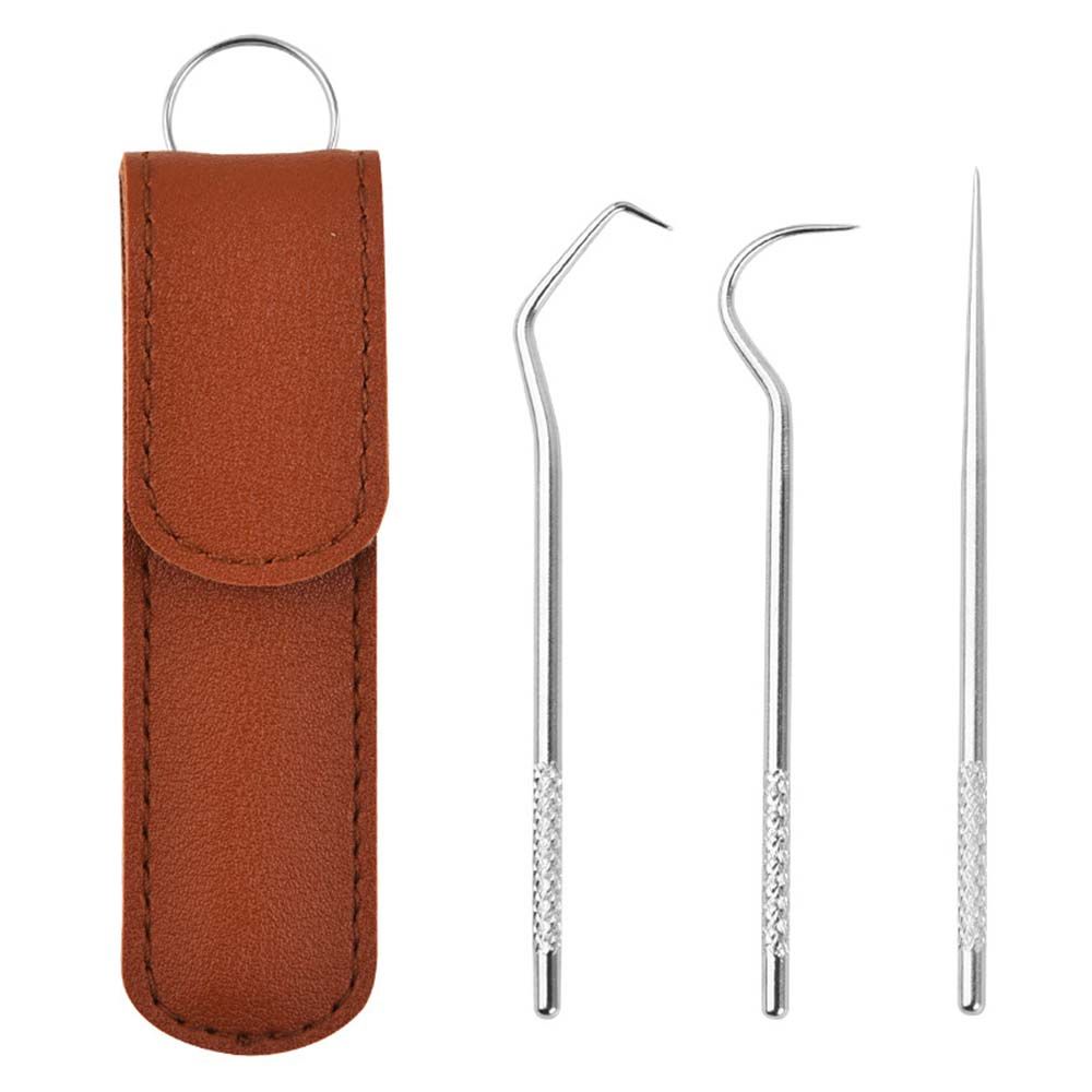 Portable Practical Oral Crochet Care Supplies Holder Women Tooth Hook Plug Teeth Flossing Set Cleaning Tooth Tool: brown