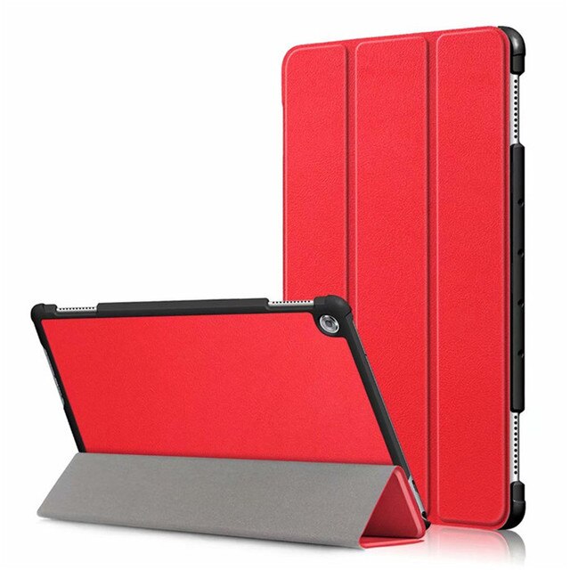 Case for Huawei MediaPad M5 Lite 10 BAH2-W19/L09/W09 Ultra Slim Pu Leather Stand Cover for Media Pad M5 Lite 8.0 Case+film+pen: red / M5 Lite 8.0 inch