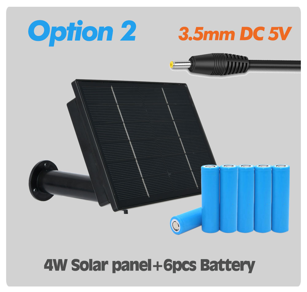 4w Black Solar Panel 5V Powered IP Camera Built-in 18650 Replaceable Battery Outdoor Waterproof Charged USB For Security Camera: With Battery 5V DC