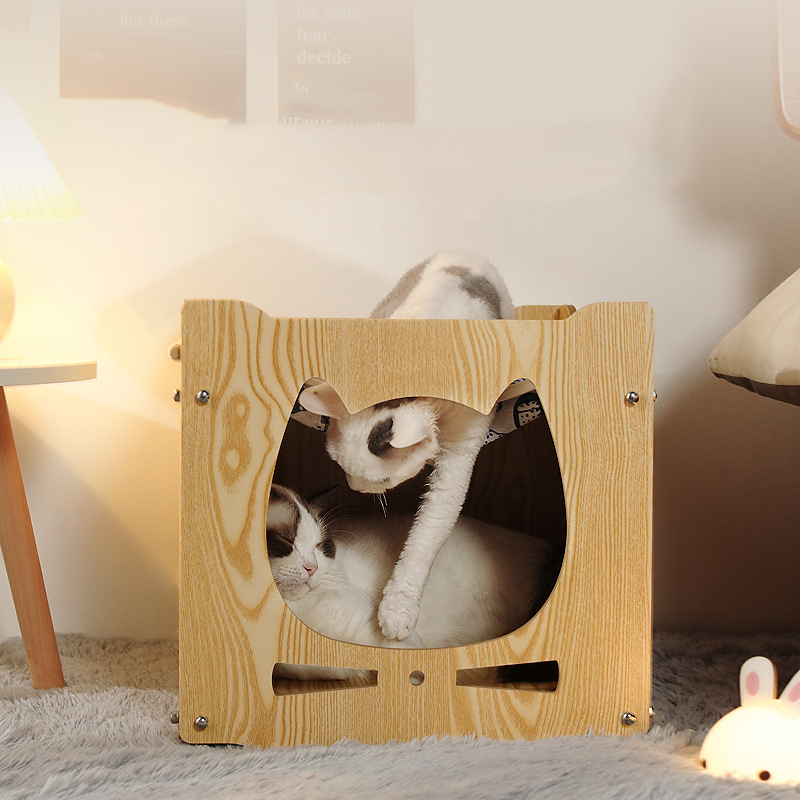 DIY Cat Nest Cat Hammock Cat's Villa Cat Cabinet Cat House Closed Cat Bed Wooden Multi-layer Pet Nest