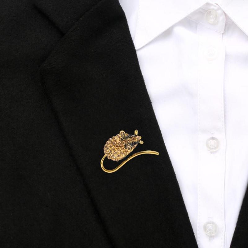Strass Muis Broche Retro Badge Rugzak Jas Decor Ornamenten Rhinestone Animal Broche Pins
