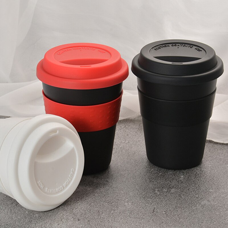 1PC 400ml Reusable Heat Insulated Ceramic Travel Mugs Tea Coffee Travel Mug Cup with Silicone Lid