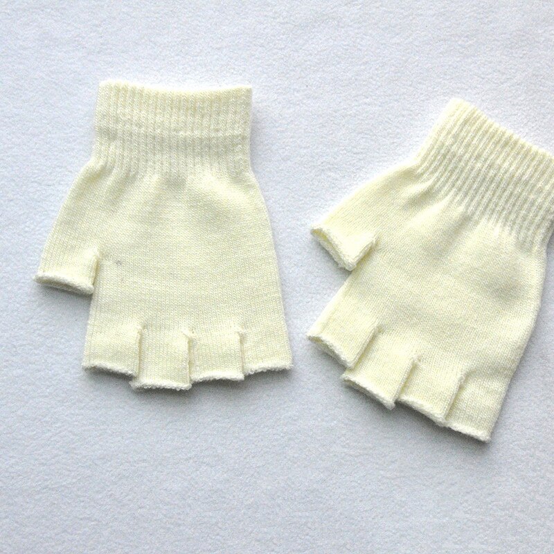 Children's Winter Gloves Cold Warm Acrylic Fingerless Gloves Solid Color