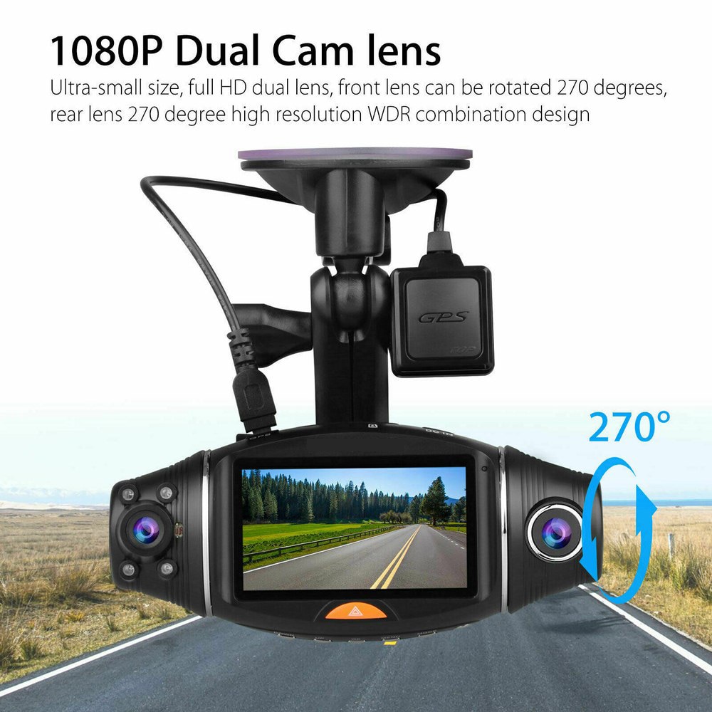 R310 2.7 Inch Auto Dvr Camera Auto Dvr Gps Dash Cam Recorder Hd 1080P Nachtzicht Ir Dual Lens gps G-Sensor
