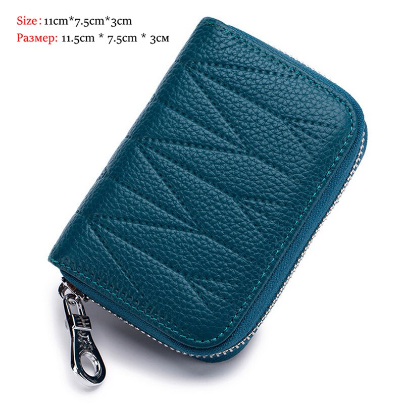 ¡Novedad! Billeteras de piel de vaca auténtica para mujer, Carteras largas para mujer, cartera para teléfono, tarjeteros para pasaporte, cartera de mano de gran capacidad: Short-2 Light blue