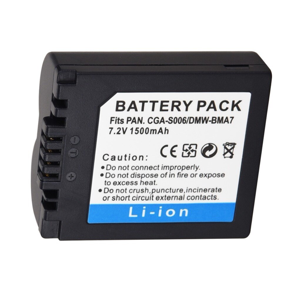 7,4 V 1500mAh CGA-S006 DMW-BMA7 CGR-S006E reemplazo de la batería para Panasonic Lumix DMC-FZ7 FZ8 FZ18 FZ35 FZ28 FZ38 FZ30