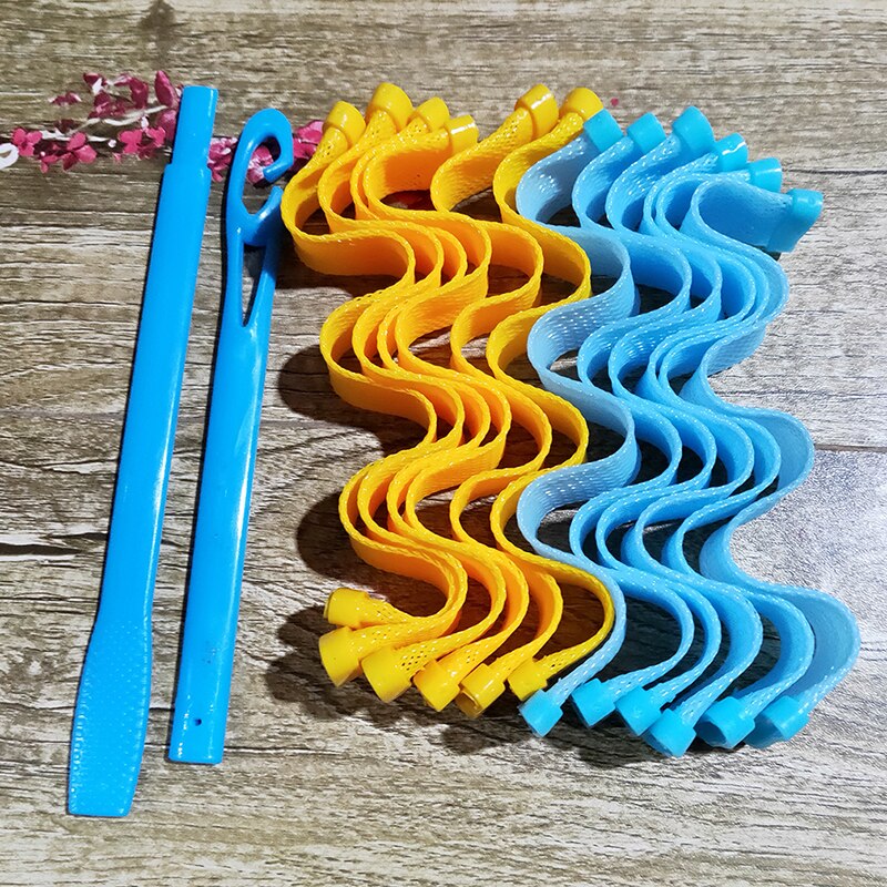 12 unids/set onda formadores de la onda de agua DIY flexible rodillos rizadores de pelo mágicos tirar Core formadores de influencia en las mujeres peluquería herramienta