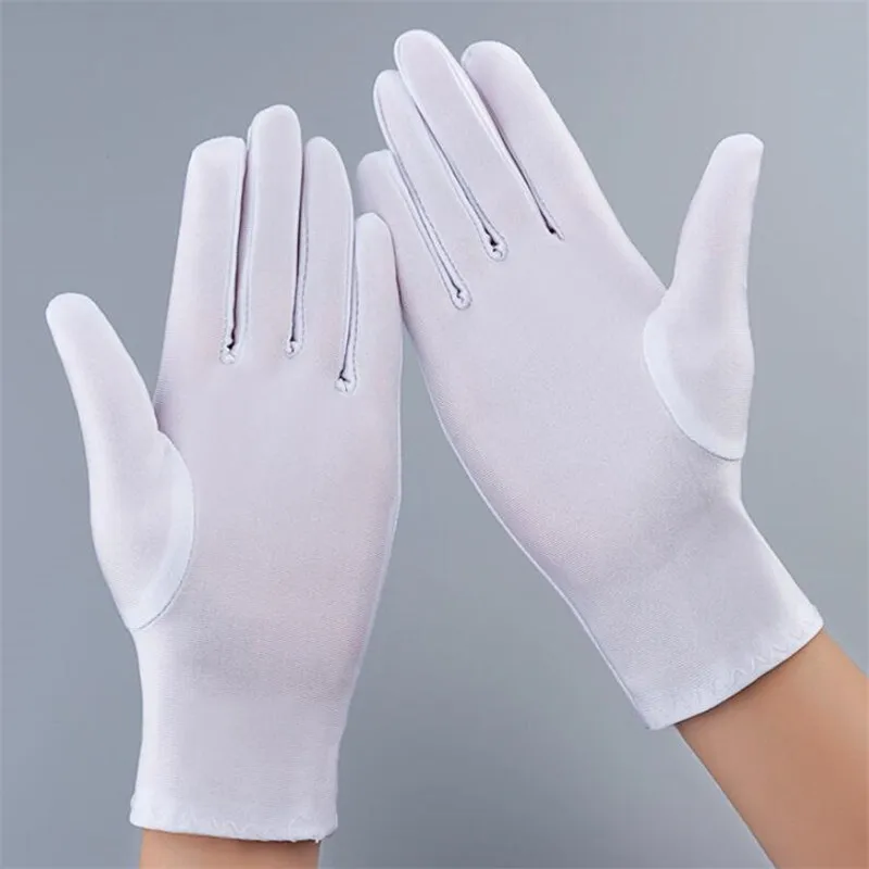 Autumn Summer Unisex Thin Ice Silk Gloves Spring Cycling Driving Protection Solid Breathable Ceremonial Gloves: WHITE
