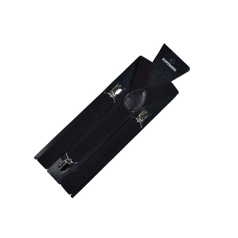 Bretelle regolabili per camicie pantaloni Jeans bretelle a Clip elastico tinta unita y-back sospensione Slim uomo adulto bretelle Unisex: Black
