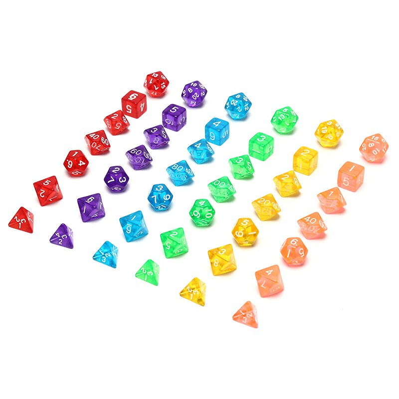 7 stk / sæt spil terninger d & d farverige flerfarvede terninger blandet