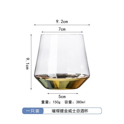 Europeisk galvanisering vinglass gullstang rødvinsglass krystall champagneglass whiskyglassbeger: 380ml