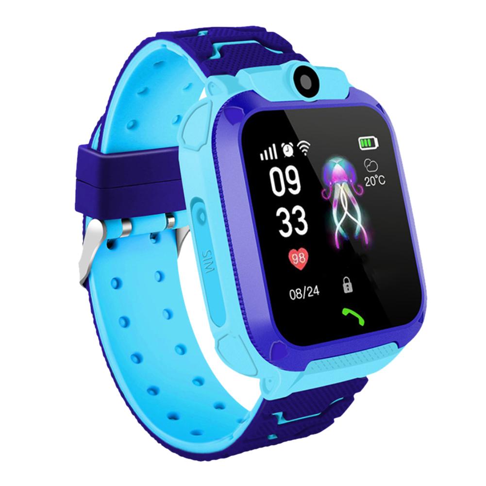 Reloj inteligente multifunción para niños, reloj inteligente de emergencia con GPS/LBS, resistente al agua, Android e IOS,: Q12-blue0149