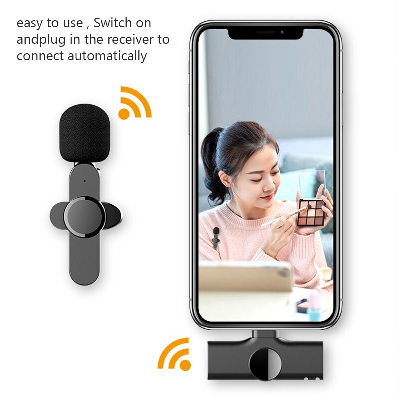 Tragbares, drahtloses lavalier-mikrofon mit 2.4g aufnahmefunktionen für radio 1 to audio/video 2 mini-mikrofon) für iphone und android-smartphones und live-übertragungen