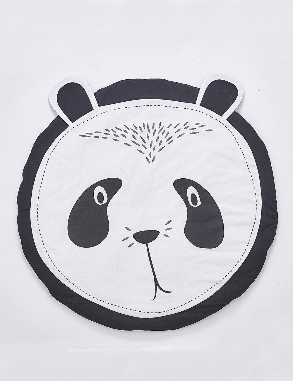 Animal nórdico, esteras de juego acolchadas para bebé, estera de algodón suave para gatear, alfombras de juego para niñas, alfombra redonda para el suelo para la decoración Interior de la habitación de los niños: panda 94CM