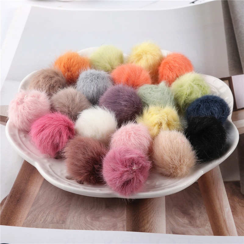 12 Stks/partij 17 Kleuren 2.5Cm Nertsen Pompoms Bont Ballen Voor Naaien Op Gebreide Sleutelhanger Sjaal Schoenen Hoeden Bont Diy ambachten Haaraccessoires