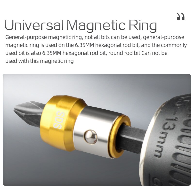 Wosai universal magnetisk ring legering magnetisk ring skruetrækker bits stærk magnetizer borebit batch hoved magnetisk ring