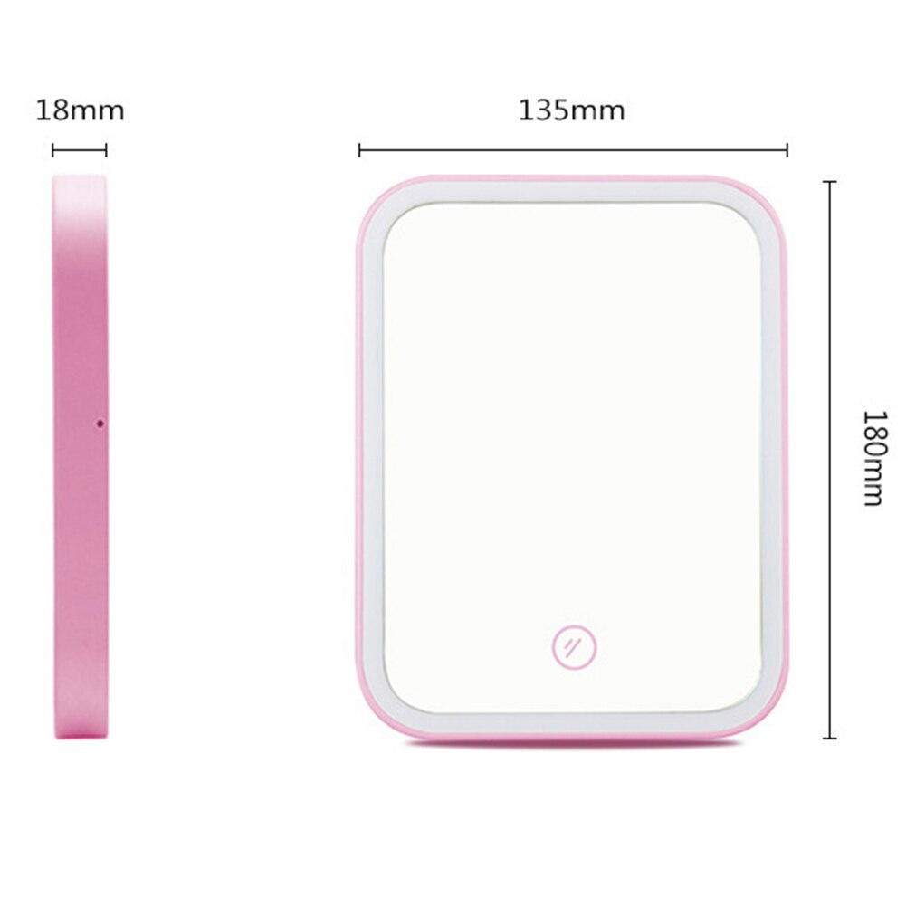 portátil LED iluminado táctil Dimmer brillo cuadrado Mesa maquillaje espejo interruptor batería operado soporte cosmético herramienta