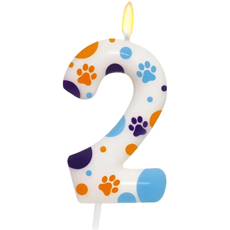 Bougies d'anniversaire imprimées sur le thème de la patte de chien bleue, fournitures de fête d'anniversaire, décoration de gâteau en patte, anniversaire: Marron