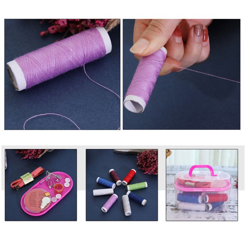 Portable DIY Sewing Thread Travel Kit Knitting Needles Tools Set Stitching Embroidery Craft Tape Measure Scissors Thimble