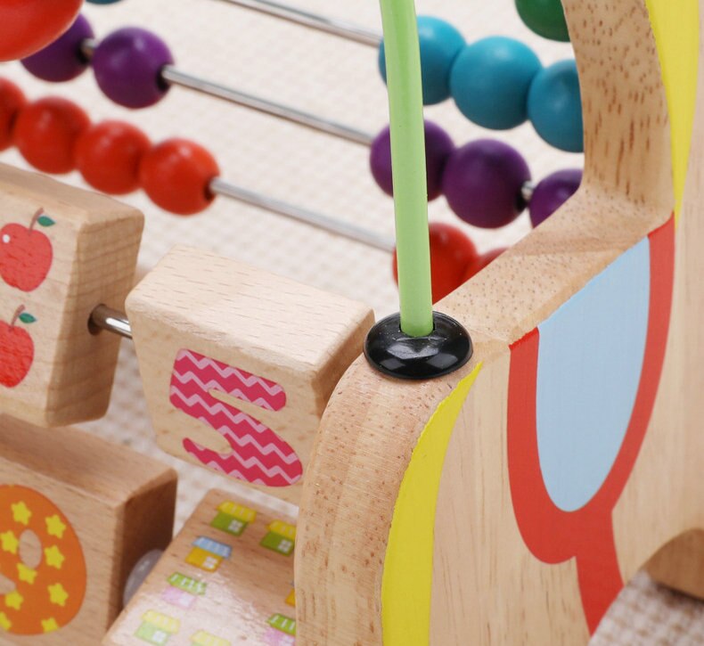 Cartoon Wood Horse Computing Frame Early Training Educational Toys Trojan Horse Round Bead Calculation One Piece Baby Block