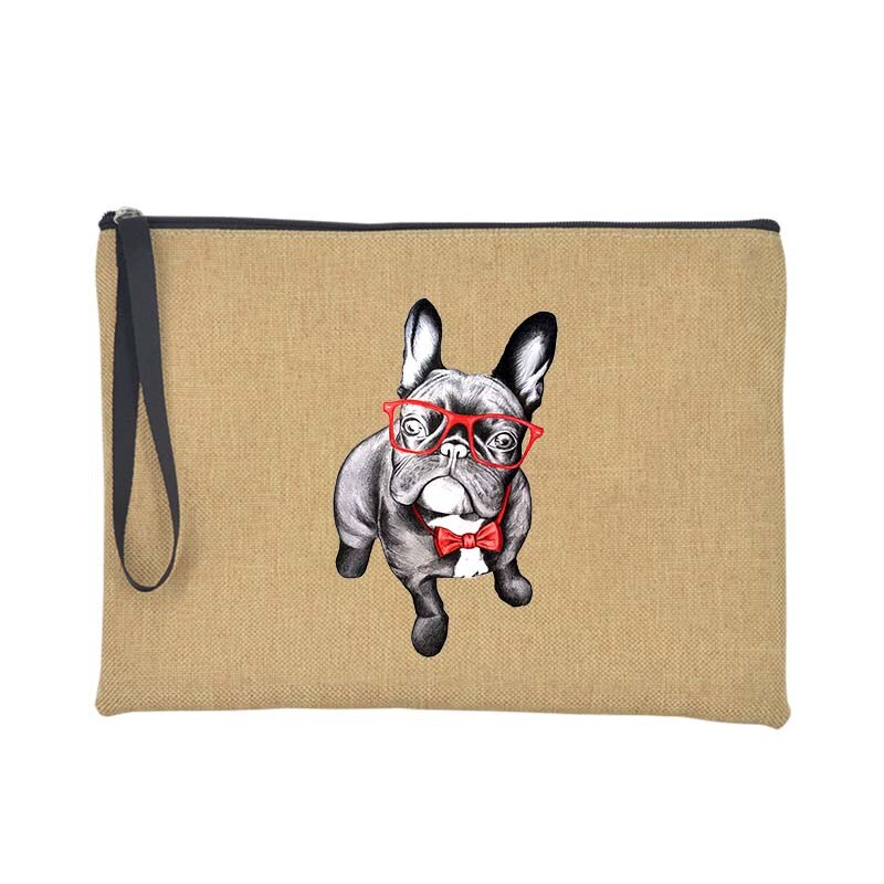 French Bulldog Purse Women Shopping Large Wallet Female Clutch Summer Beach Tote Handbag Travel Toiletries Card Keys Storage Bag: Q00144-A012BR-S