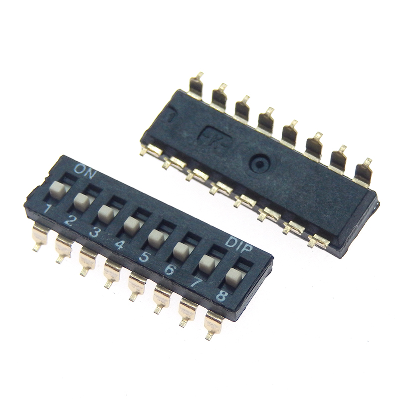 10pcs/lot Slide Type SMT SMD Dip Switch, 2.54mm Pitch 2 Row 4 Pin 2 Position / 8 pin 4 Position / 16 pin 8 Position: Ivory