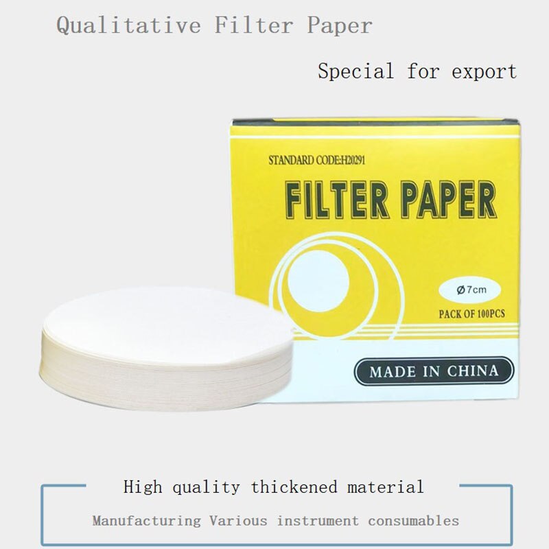 Papel de filtro de velocidad media para embudo de laboratorio, 100 piezas, uso en círculos, diámetro de 7cm, papel de filtro de aceite, análisis cuantitativo