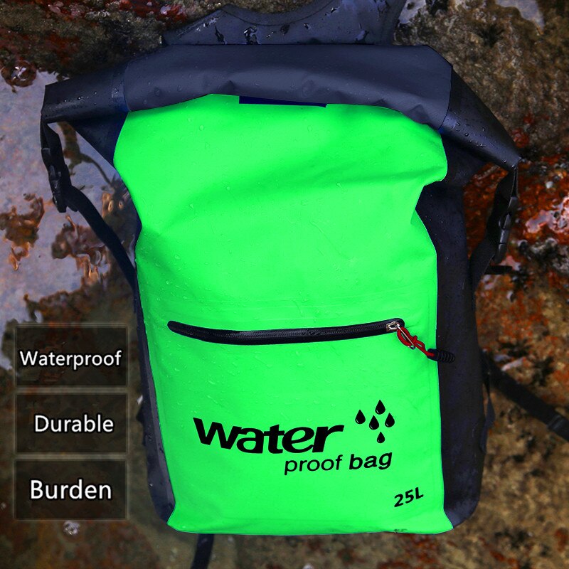 Outdoor Waterproof Swimming Backpack Watertight Roll Top Hiking Kayak Folding Camping Pool Dry Fishing Beach Sports Bags: Green